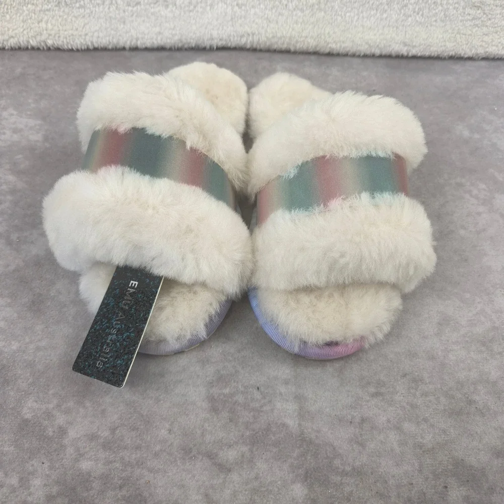 EMU Australia Wrenlette Tie-Dye Teens Kids Natural Sheepskin Slides Slippers 6